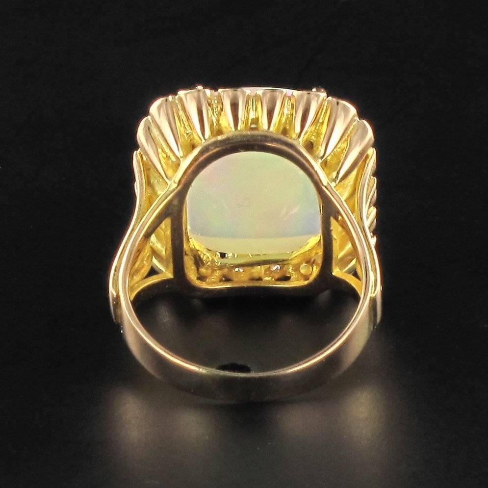 1960s 7.32 Carat Opal Diamond 18 Carat Rose Gold Retro Ring For Sale 9