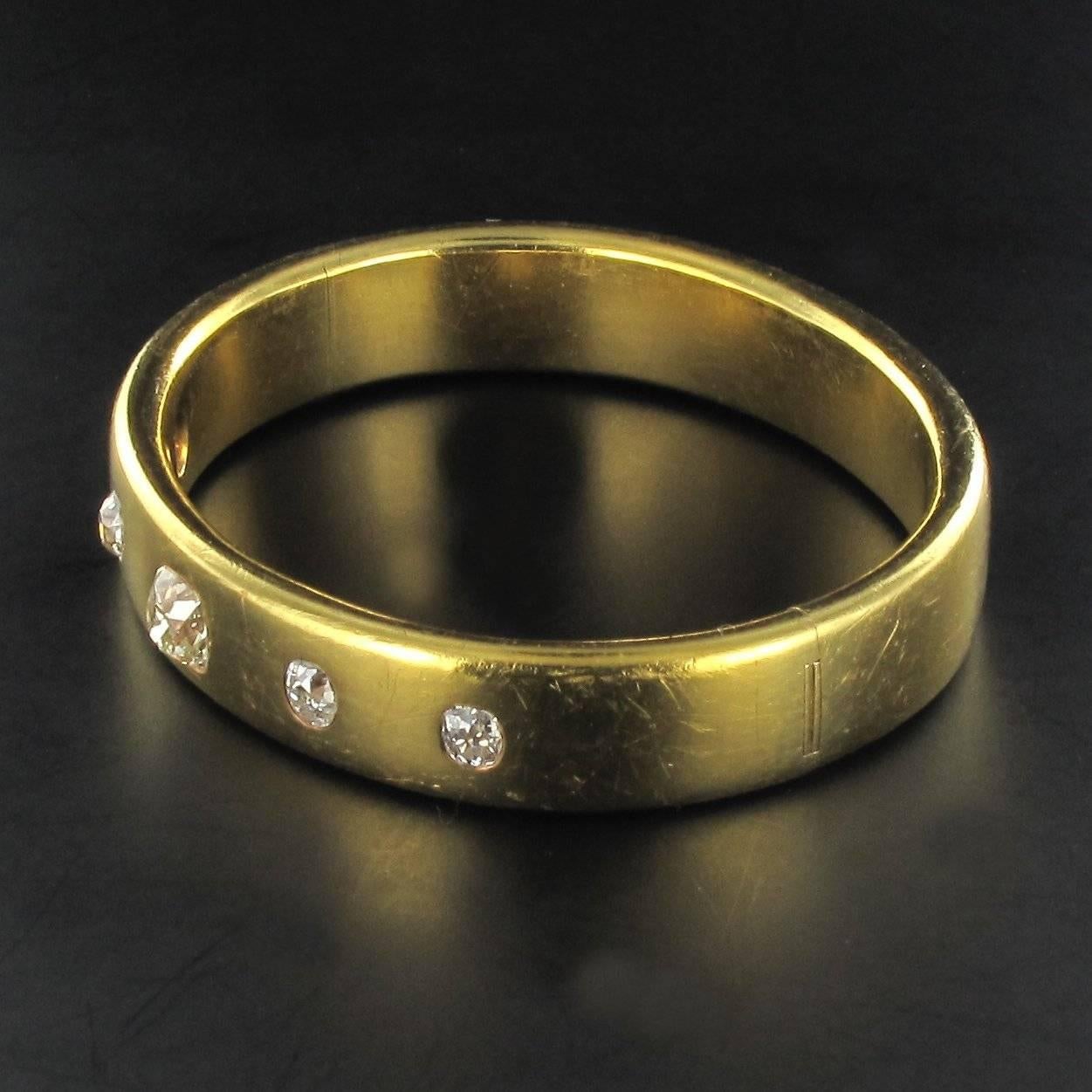 French 1st Half of 19th Century 3.45 Carat Diamond Gold Bangle Bracelet 10
