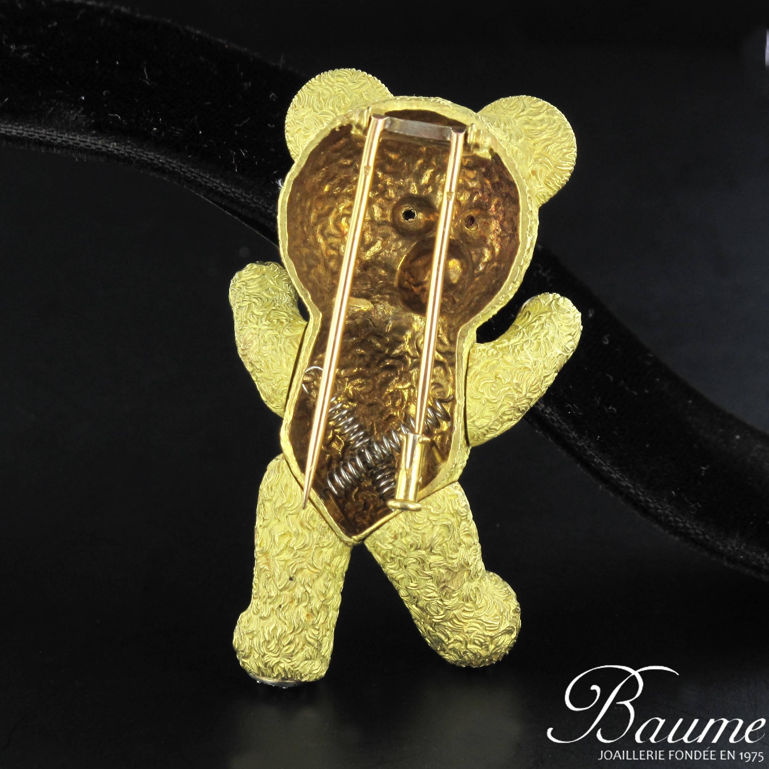 French Diamond Gold Bear Brooch 12