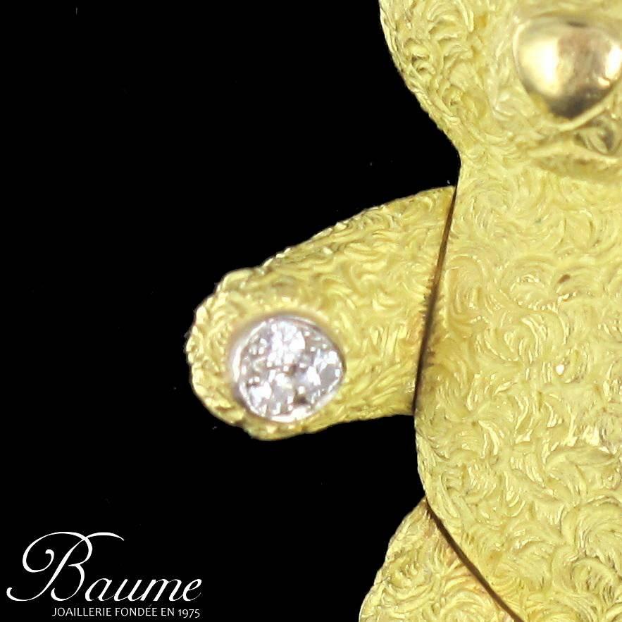 French Diamond Gold Bear Brooch 13