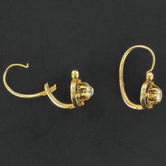 French Antique Diamond Gold Sleeper Earrings