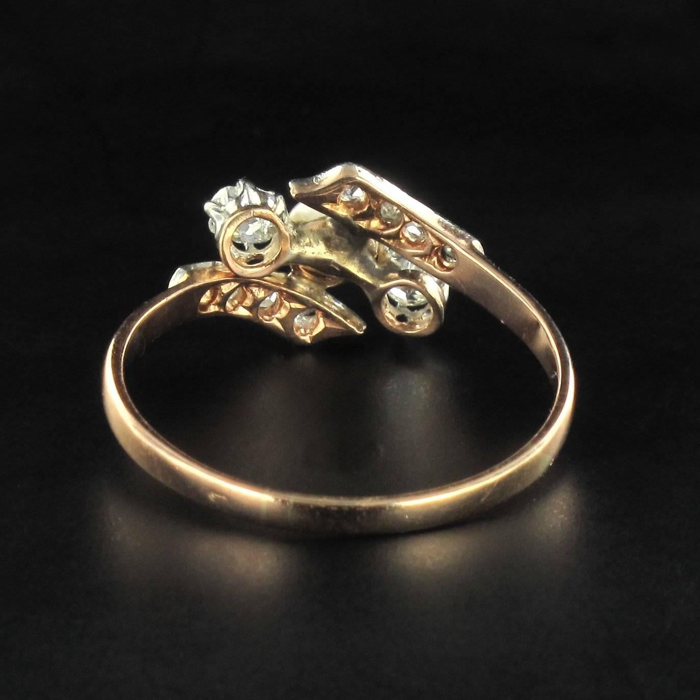 Napoleon III French Antique Fine Pearl Diamond Gold Ring