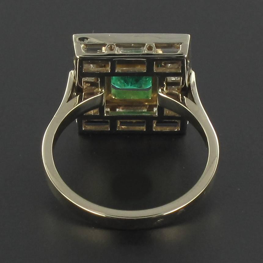 Kolumbianischer Smaragd- und Baguette-Diamantring im Art-dco-Stil im Angebot 12