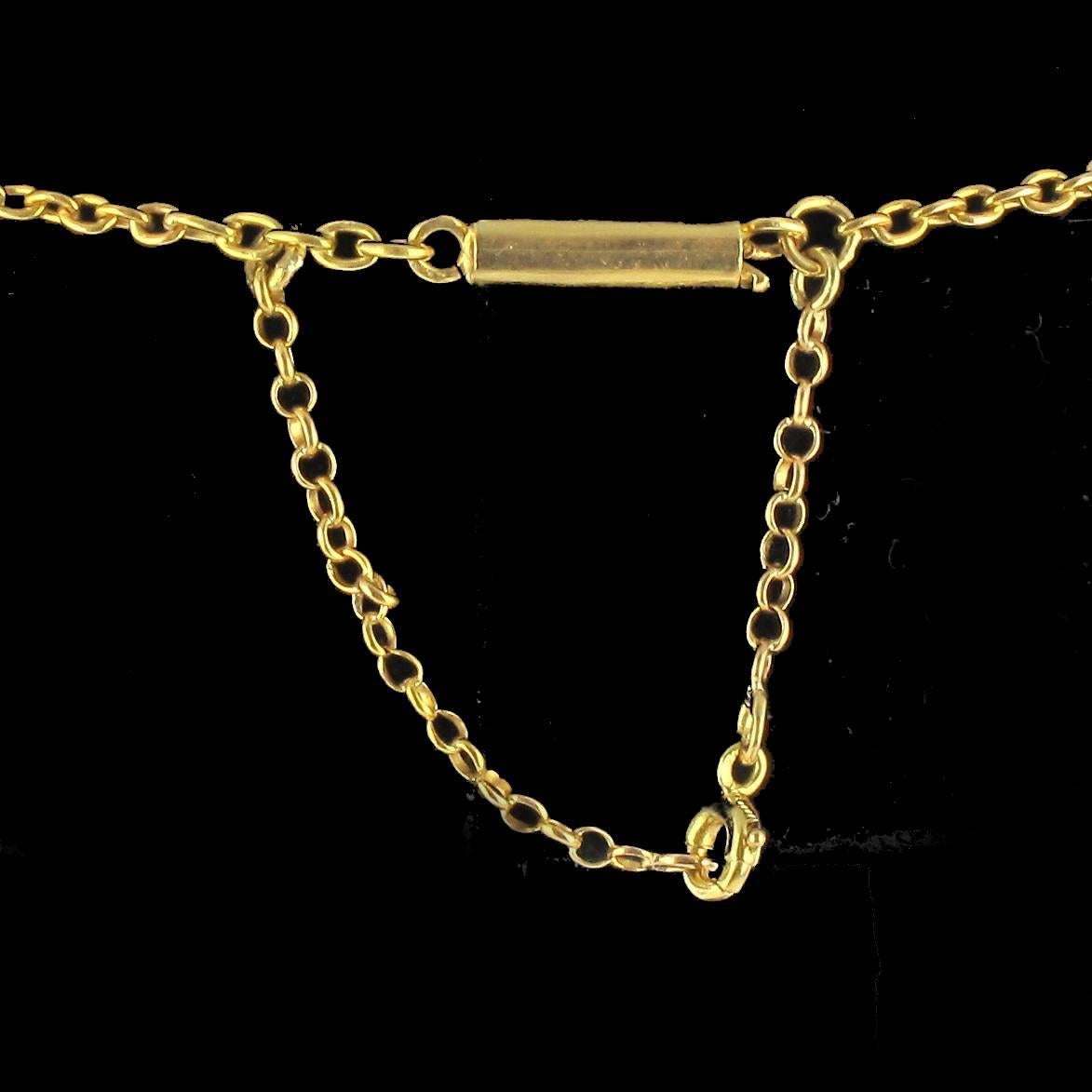 Antike durchbrochene Perlen-Saphir-Rubin-Gold-Halskette im Angebot 12