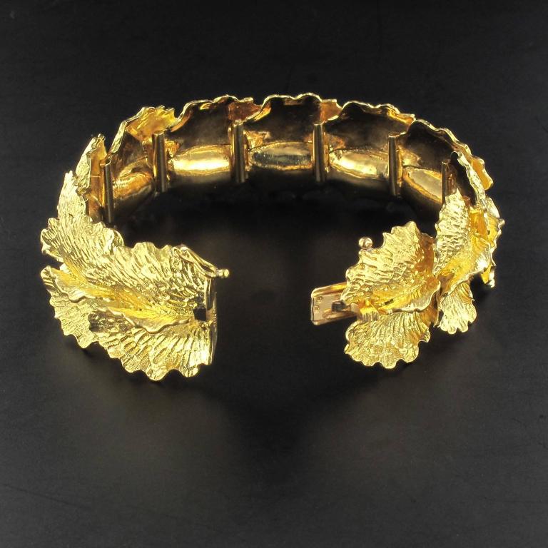 1960s French Gold Leaf Design Bracelet For Sale at 1stDibs | 1960's  bracelets, i have several gold bracelets in french, 1960s bracelets