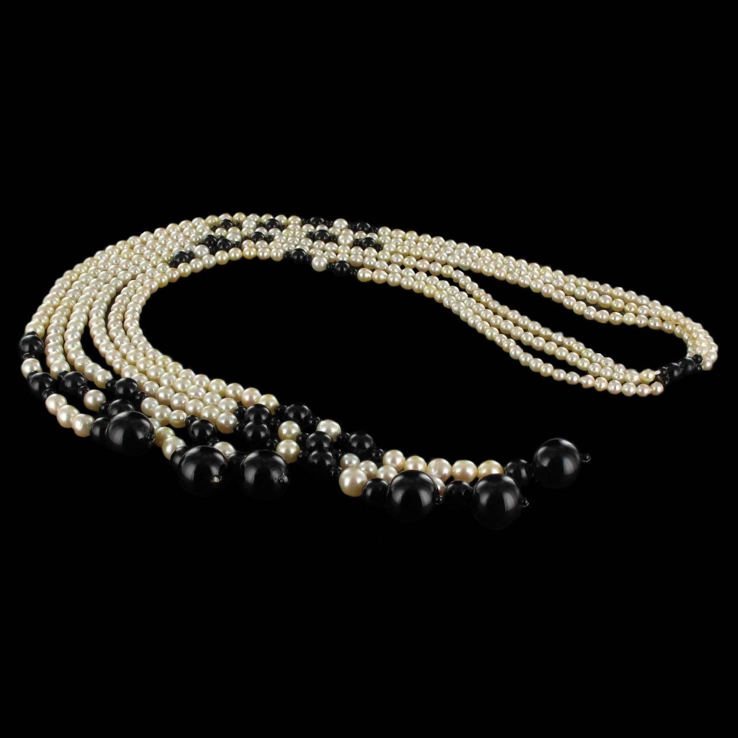 Baume Onyx Pearl Long Necklace  1