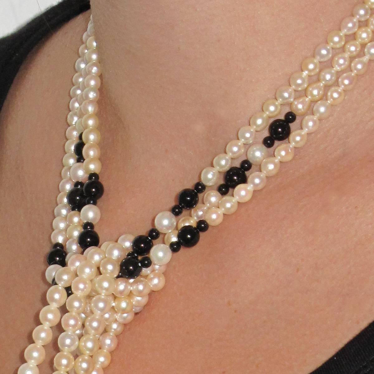 Baume Onyx Pearl Long Necklace  2