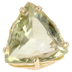 Anello da cocktail in oro giallo 18 carati con quarzo e limone del 1970