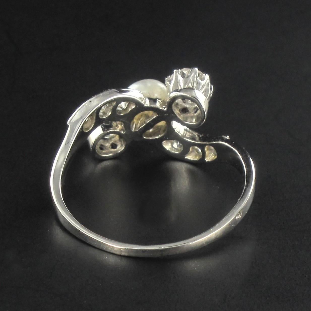 1900s Fine Pearl Diamond Gold Rhodium Ring 11