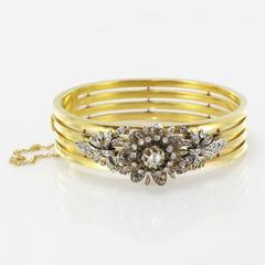 Transformable 19th Century Diamond Gold Bangle Bracelet