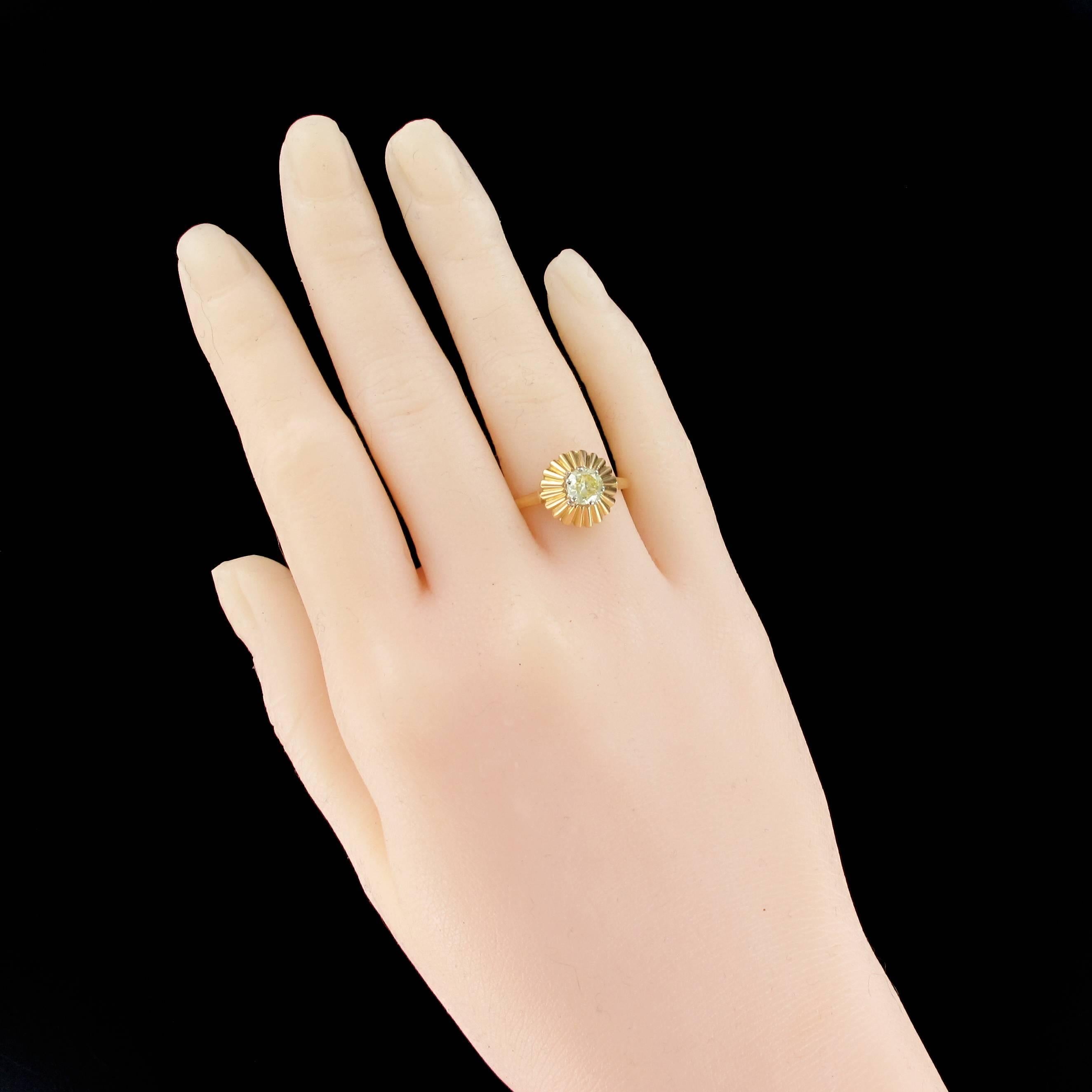 Women's 0.50 Carat Fancy Yellow Diamond Gold Solitaire Ring 