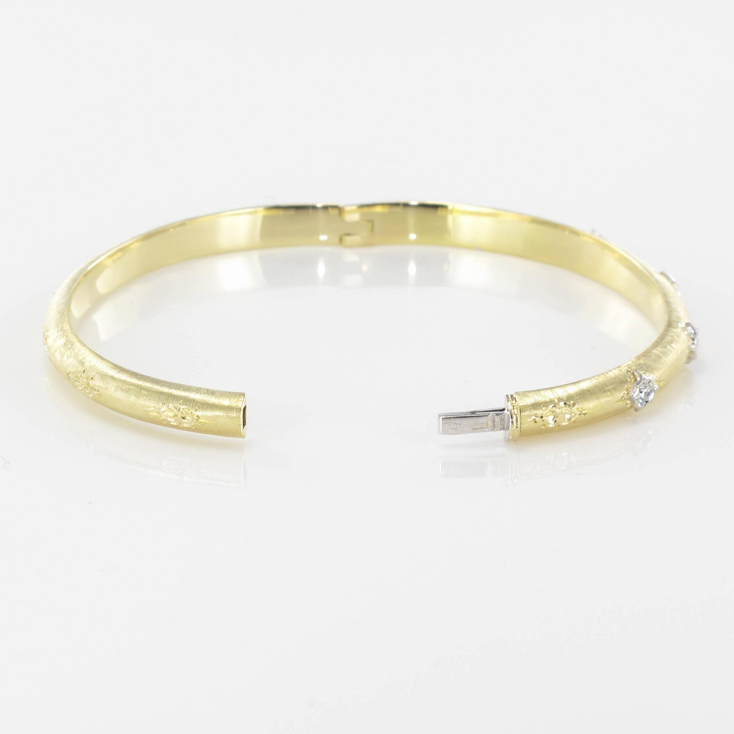 Renaissance Brushed Gold Diamond Bangle Bracelet 