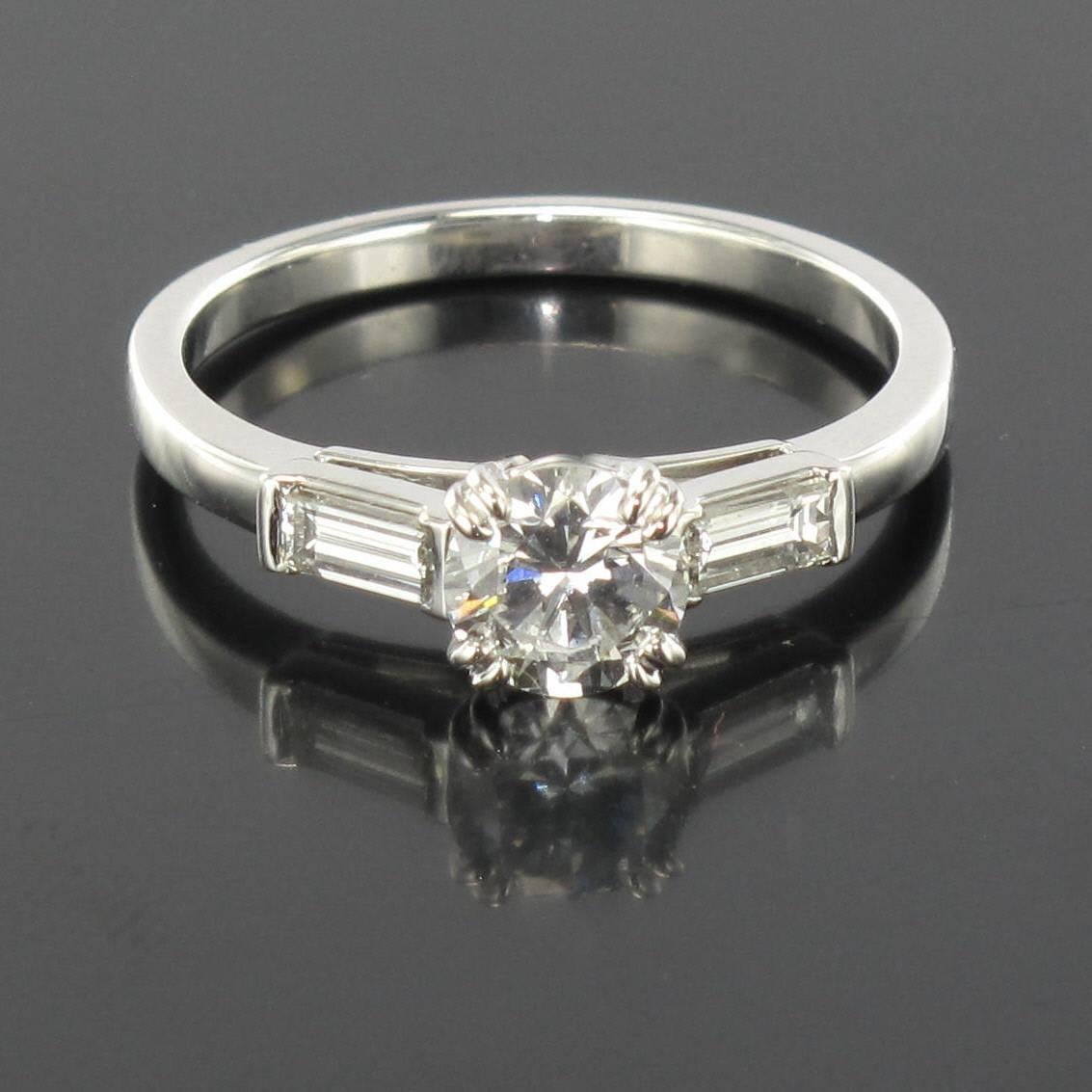 Art Deco Style 1 Carat Diamond 18 Karat White Gold Solitaire Ring 9
