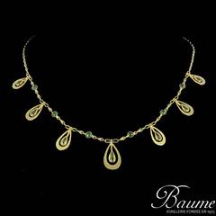 1900s Emerald Peridot Gold Necklace
