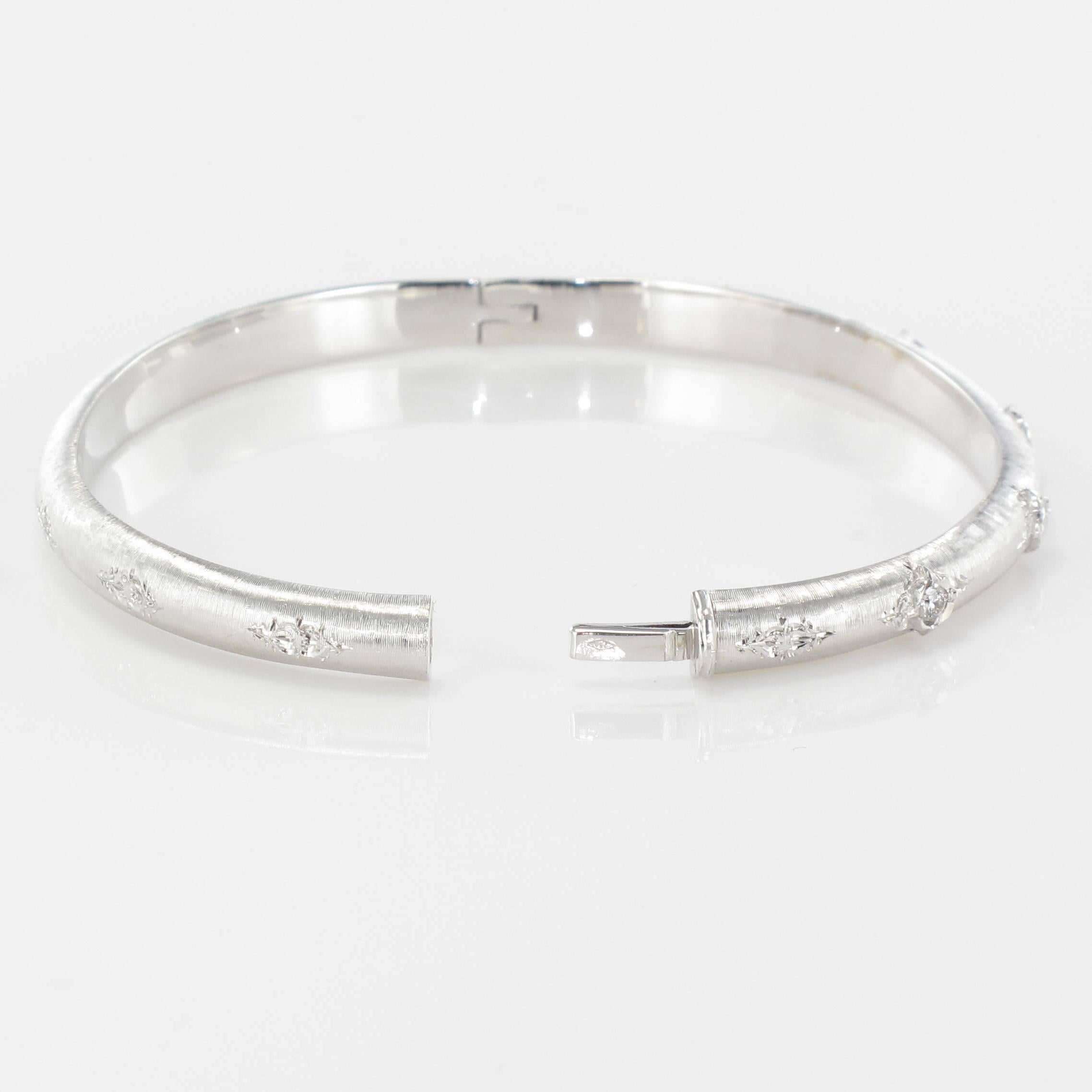 Oval Cut Brushed Diamond Bangle Bracelet For Sale