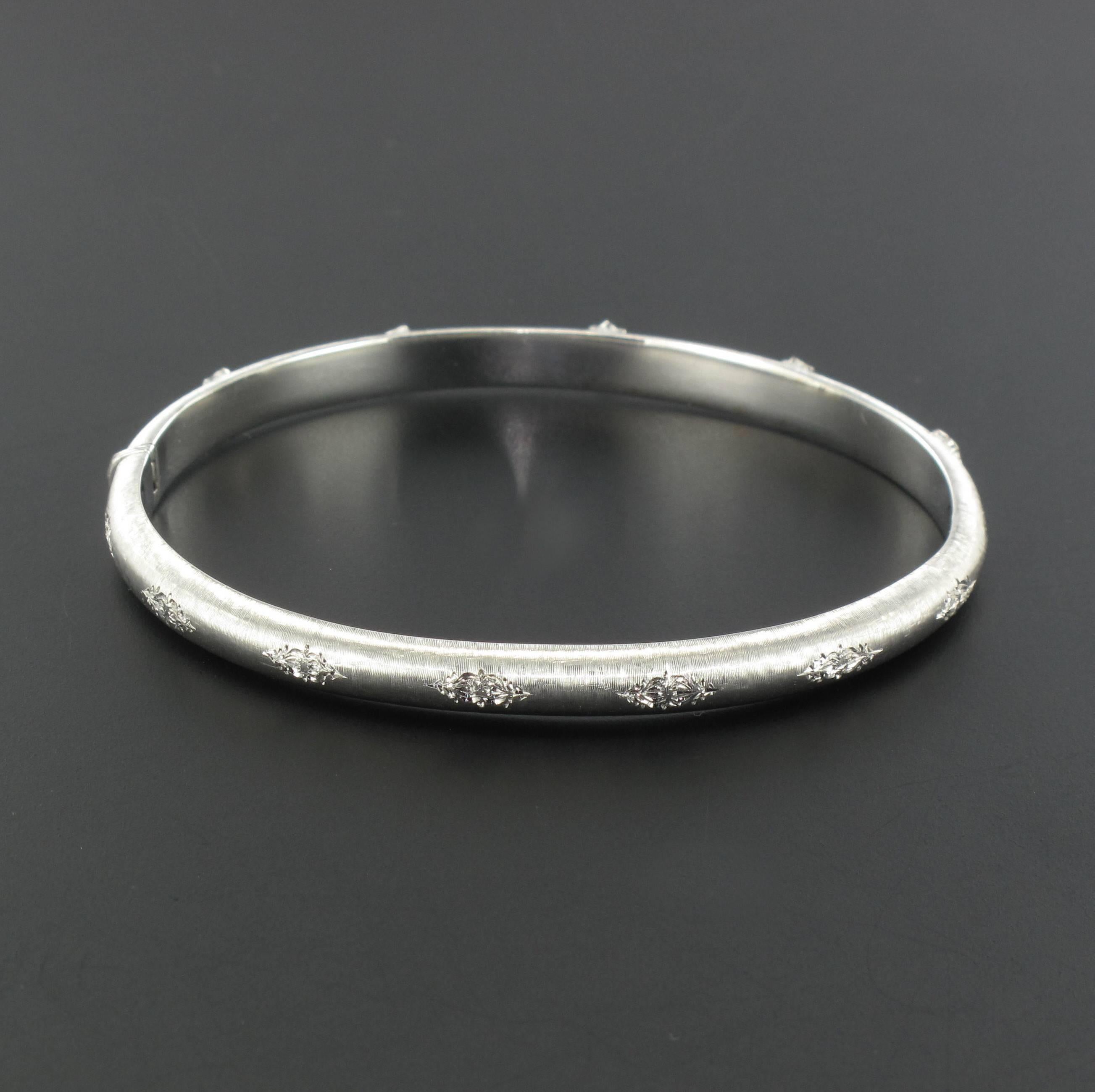 Women's Brushed Diamond Bangle Bracelet For Sale