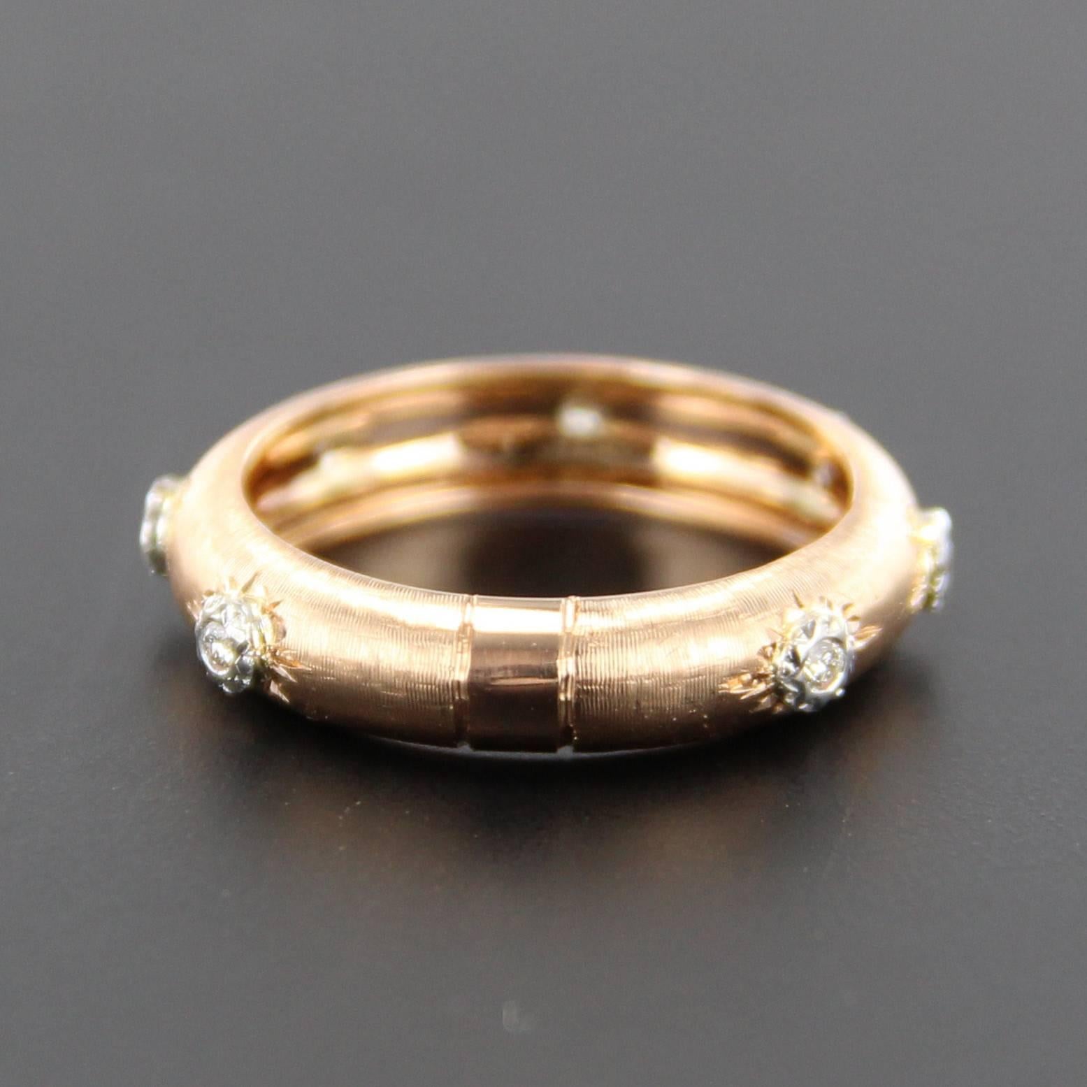 Diamond Satin Gold Band Ring In New Condition In Poitiers, FR