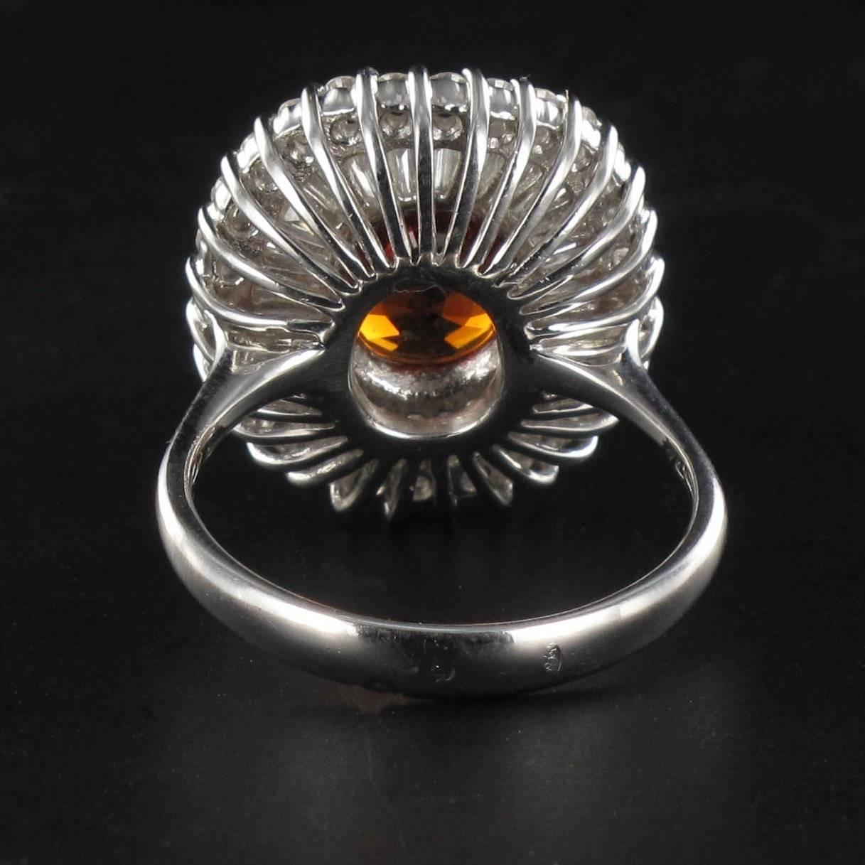 Women's Incredible Spessartite Orange Garnet Diamond Gold Ring