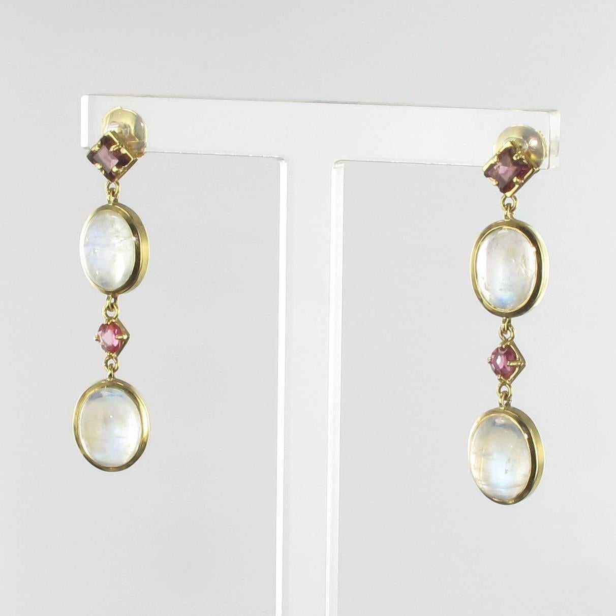 Women's Splendid Moonstone and Garnet Dangle Earrings