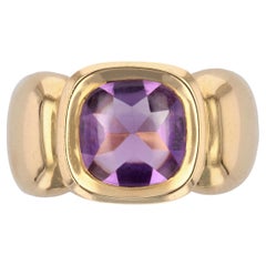 French Modern 3.60 Cartas Amethyst 18 Karat Yellow Gold Bangle Ring