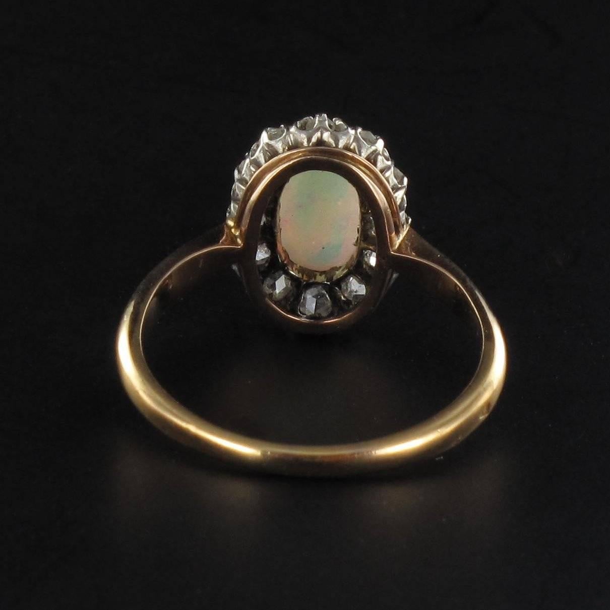Women's 1850s Australian Opal Diamond Rose Gold Cluster Ring