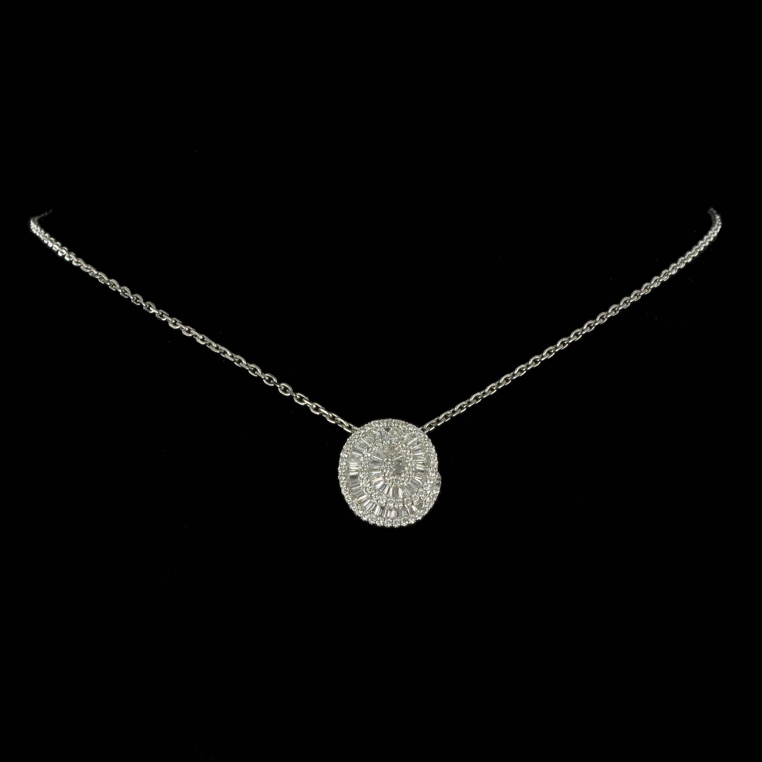Women's Modern 18 Karat White Gold Diamond Pendant Necklace
