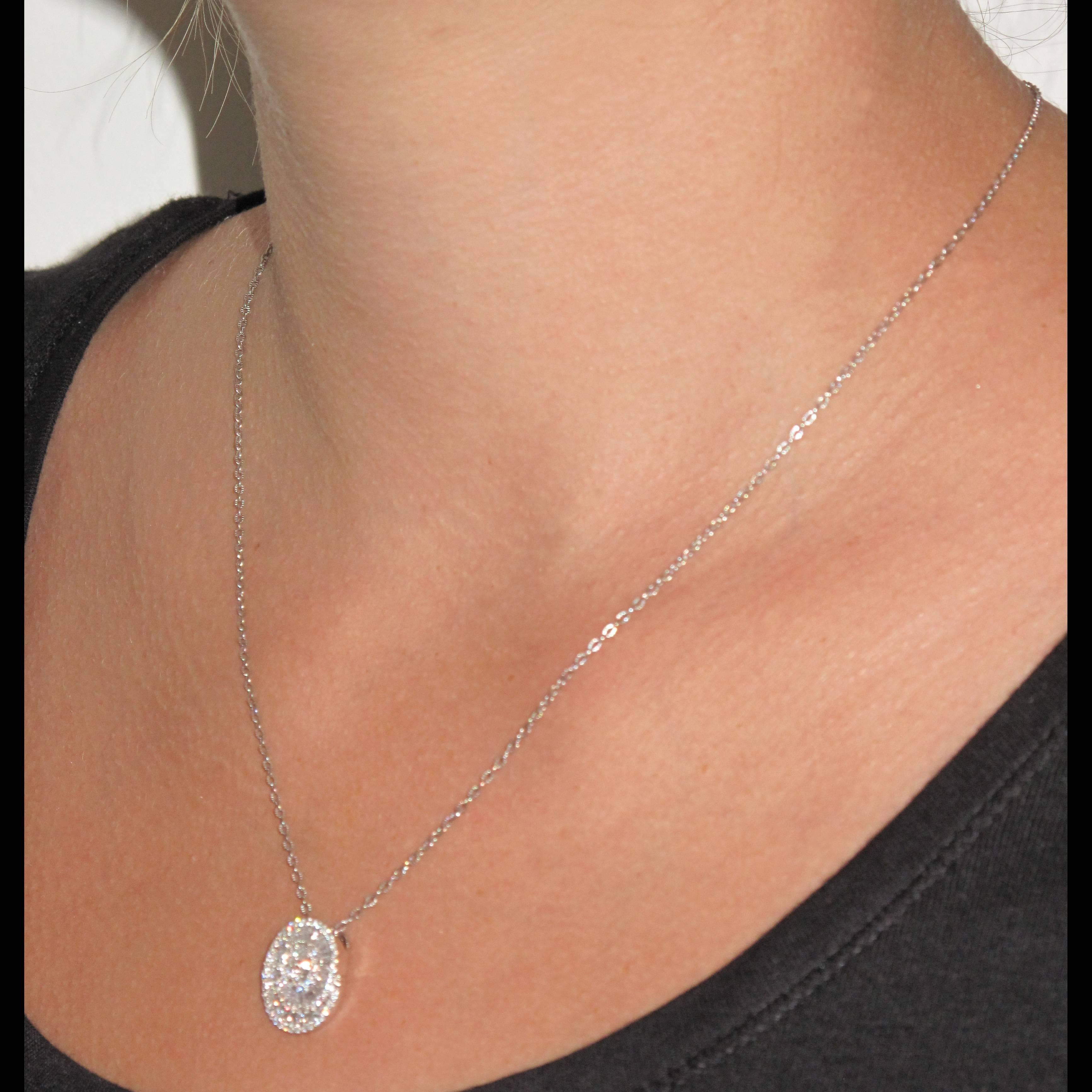 Modern 18 Karat White Gold Diamond Pendant Necklace 1
