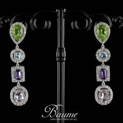 Diamond, Amethyst, Peridot, Aquamarine and Morganite Earrings