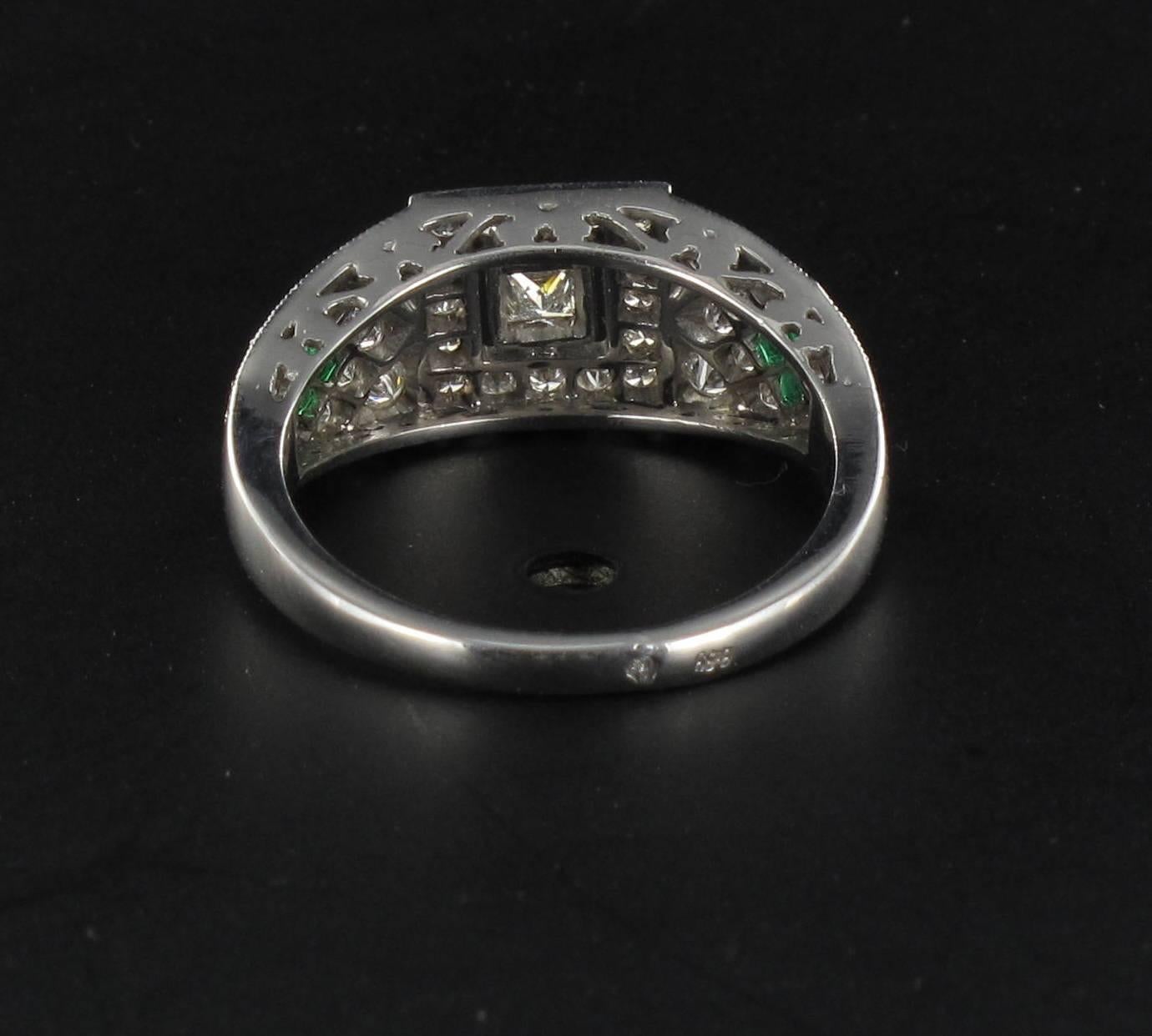 Art deco style Diamond and Emerald Ring 1