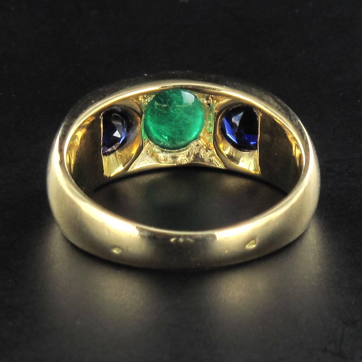 Women's or Men's Sapphire and Emerald Ring