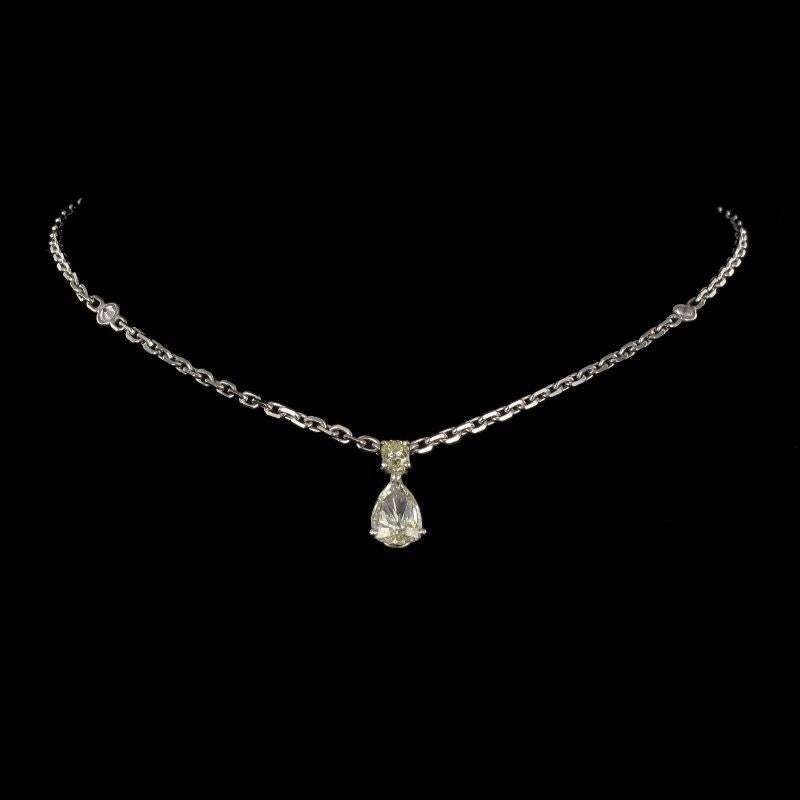 3.05 Carat Yellow and White Diamond Gold Necklace 2