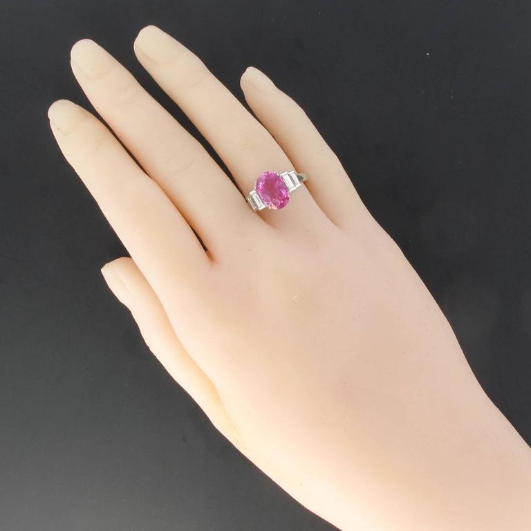 Cevherun 24K Gold Satin 0.31ctw Baguette Pink Sapphire Textured Ring