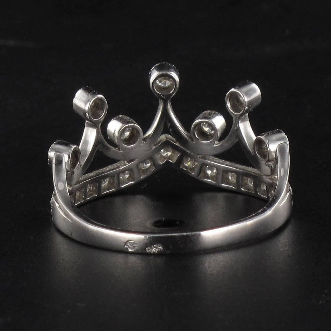 Women's New Diamond 18 Karat White Gold Tiara Ring For Sale