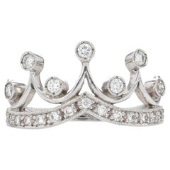 Nuevo Anillo Tiara de Diamantes de Oro Blanco de 18 Kilates