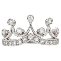 Used New Diamond 18 Karat White Gold Tiara Ring