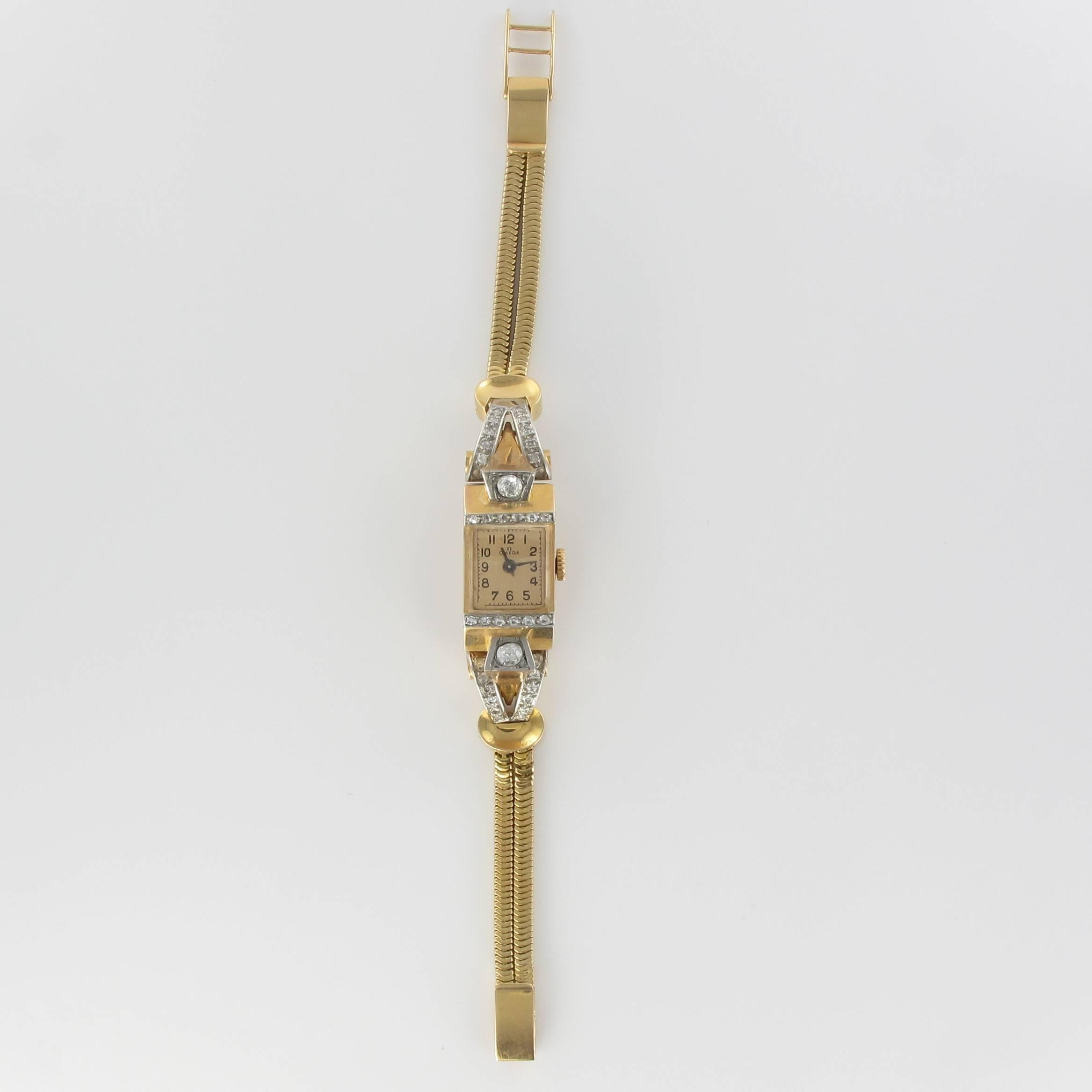 1940s Gold and Diamond Omega Watch 12