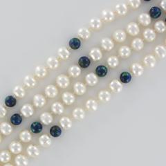 Superb Pearl and Azurite Long Necklace