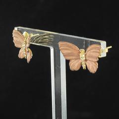Rose Emaille Diamant Gold Schmetterling Ohrringe