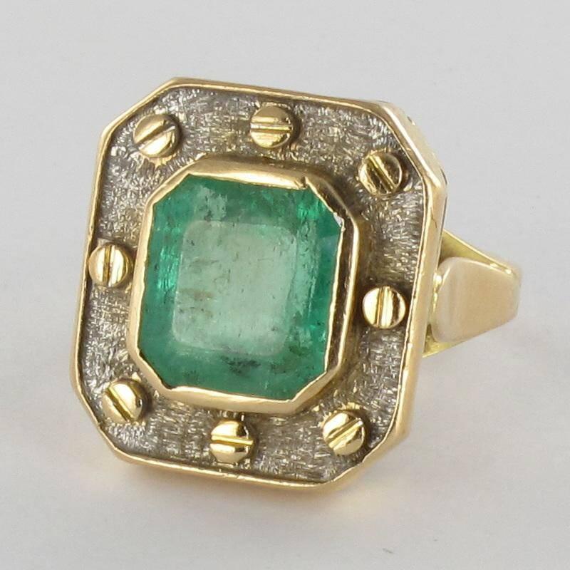 3.5 carat Emerald Two Color Gold Ring 1