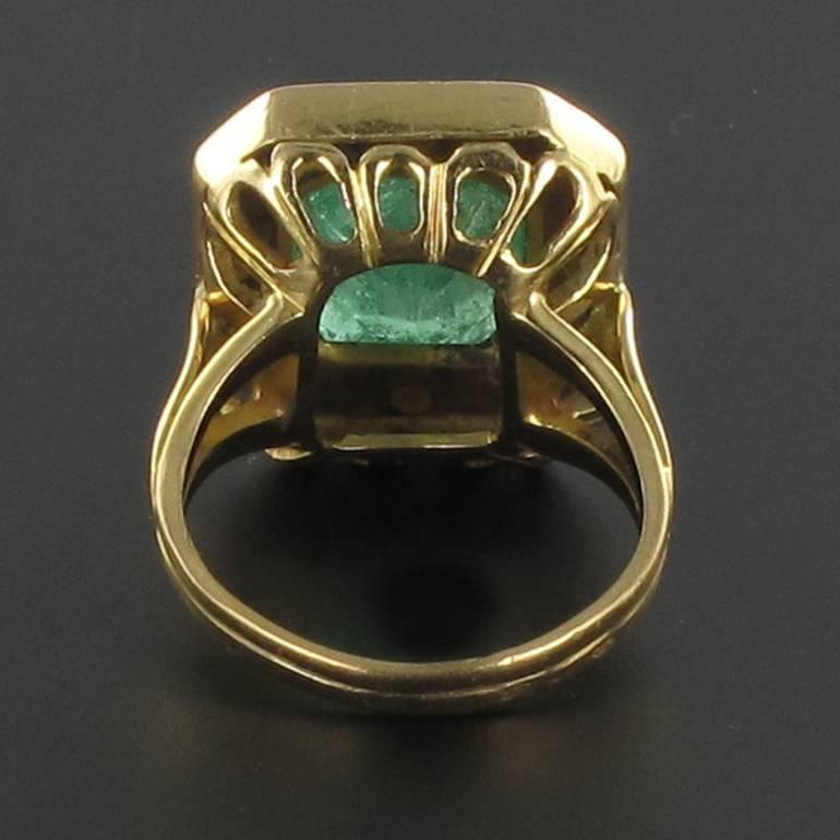 3.5 carat Emerald Two Color Gold Ring 2
