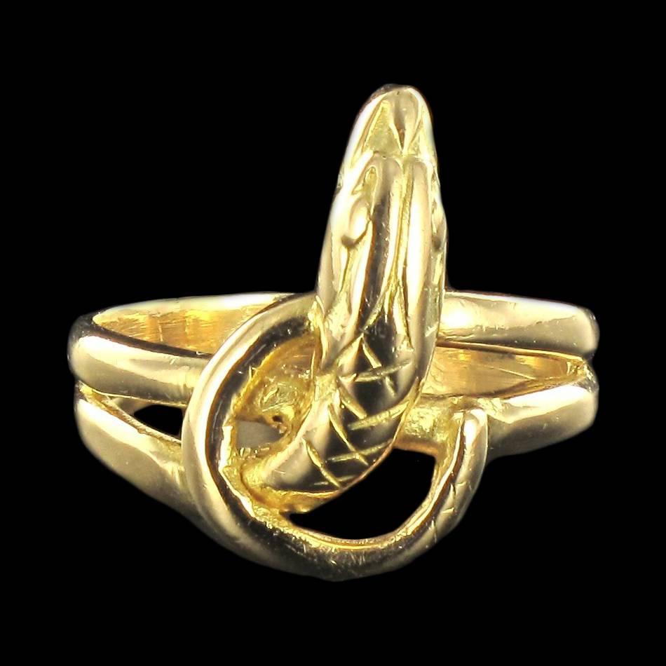 Antique Gold Snake Ring In Excellent Condition In Poitiers, FR