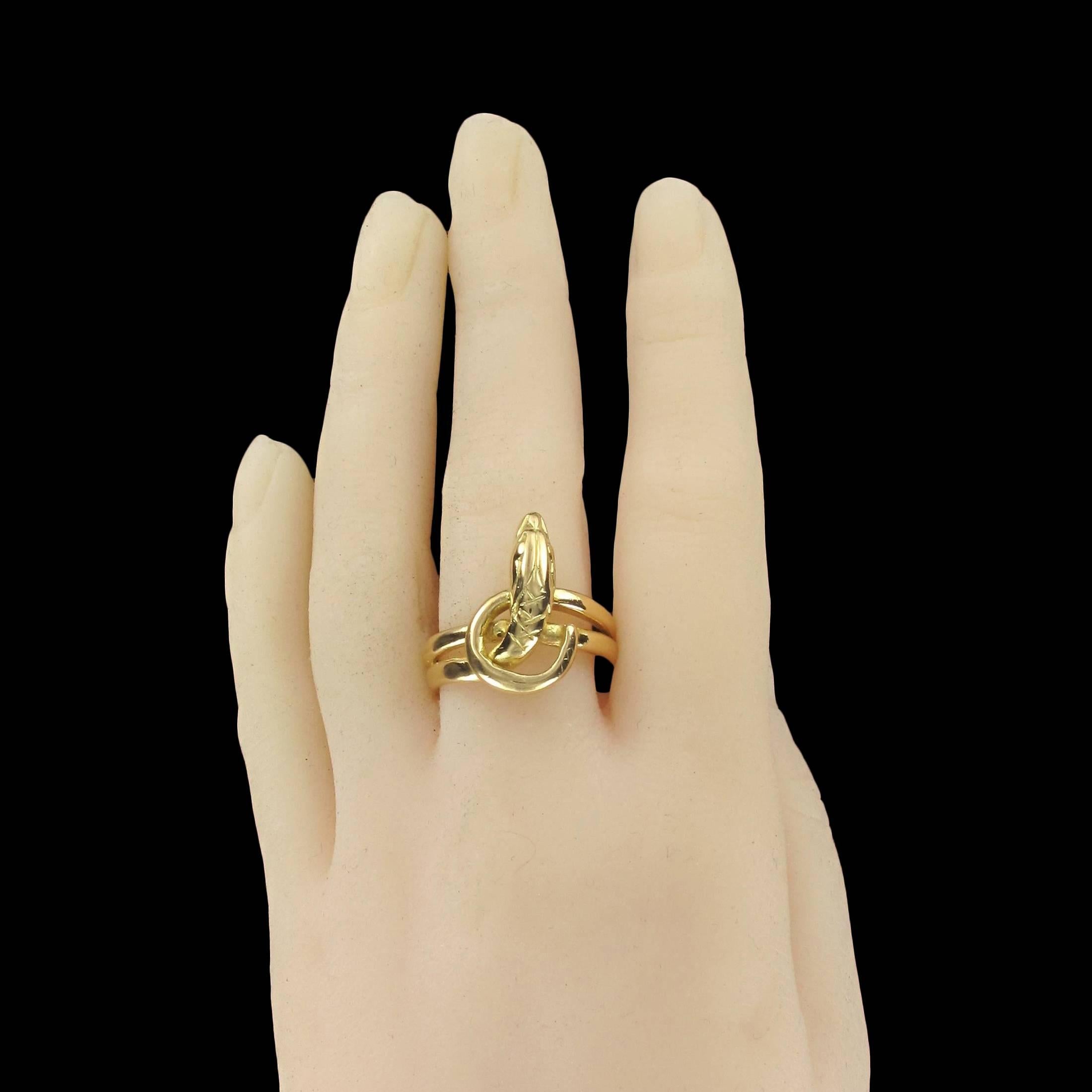 Men's Antique Gold Snake Ring