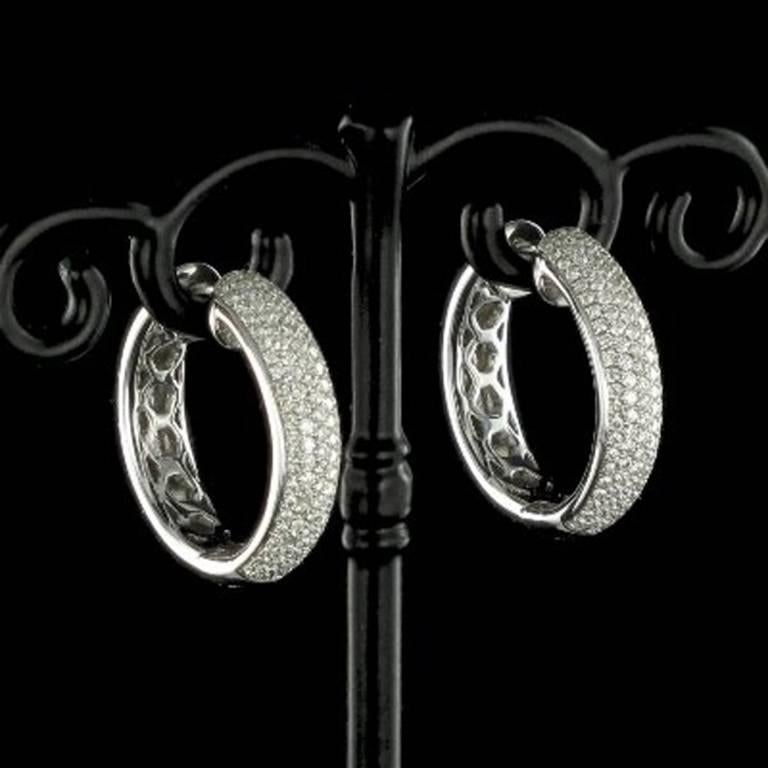 New Diamond Gold Hoop Earrings For Sale 2