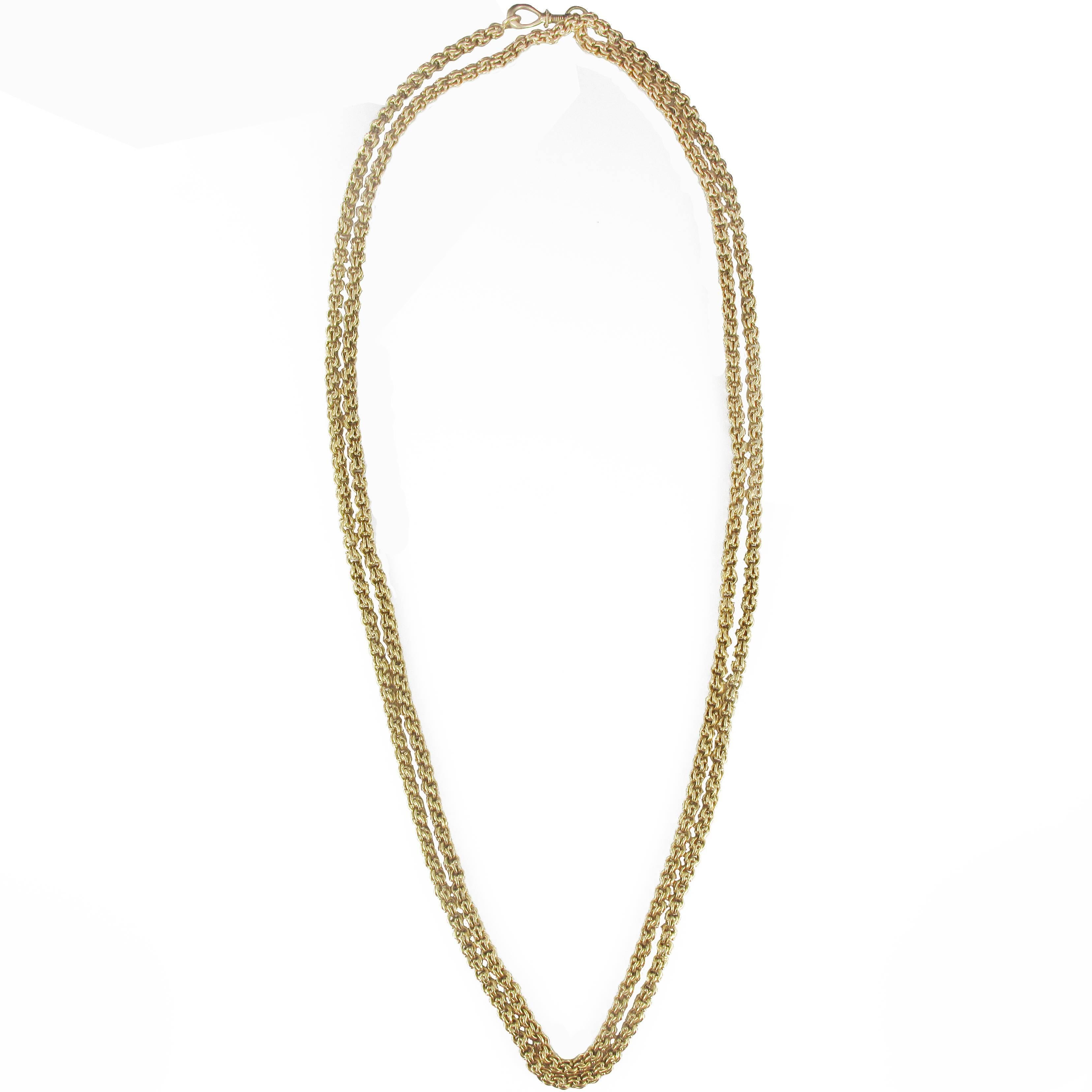 Women's 19th Century Antique French Gold Long Necklace