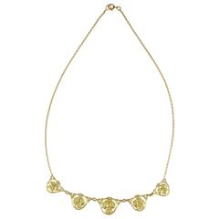 French Gold Pansy Drapery Necklace