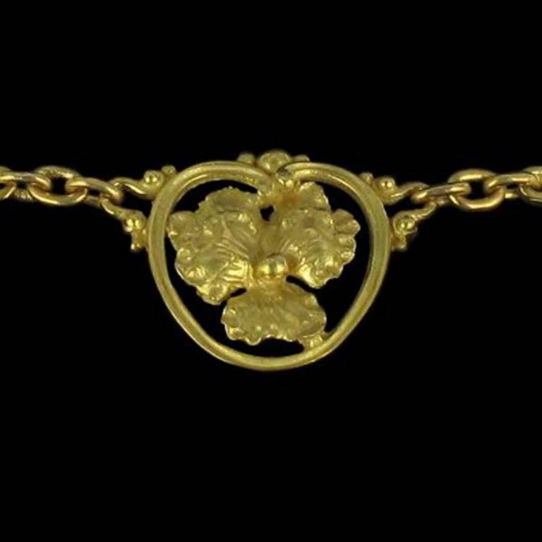 French Gold Pansy Drapery Necklace at 1stDibs
