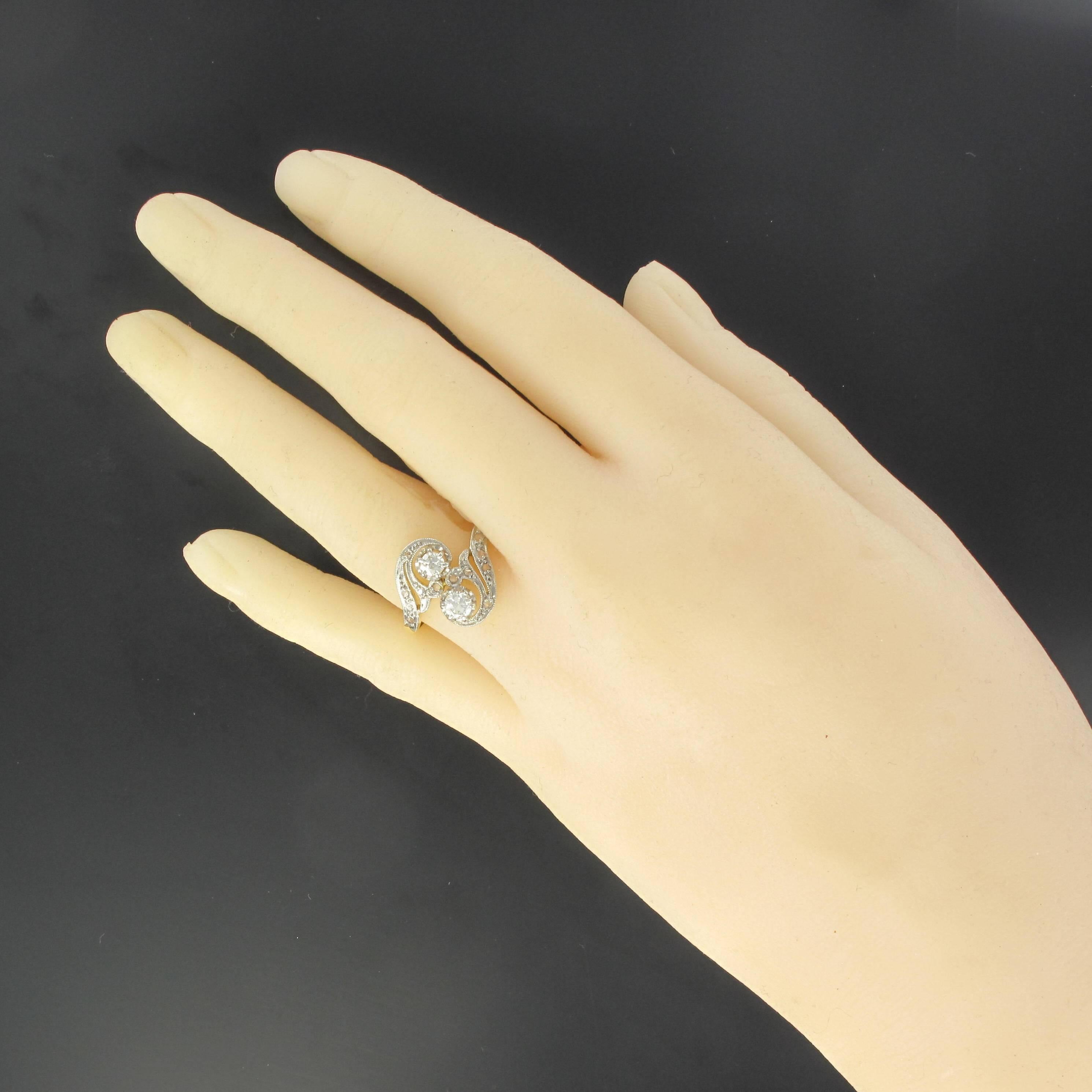 1900er Französisch Antike Diamant Gold S-förmigen Ring (Art nouveau)