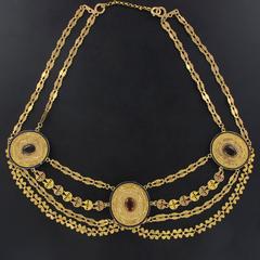 1850s French Antique Enamel Gold Necklace