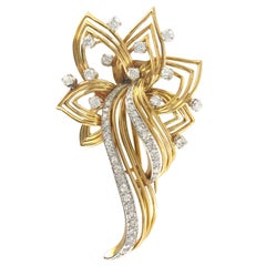 1960s French Diamond Gold Brooch