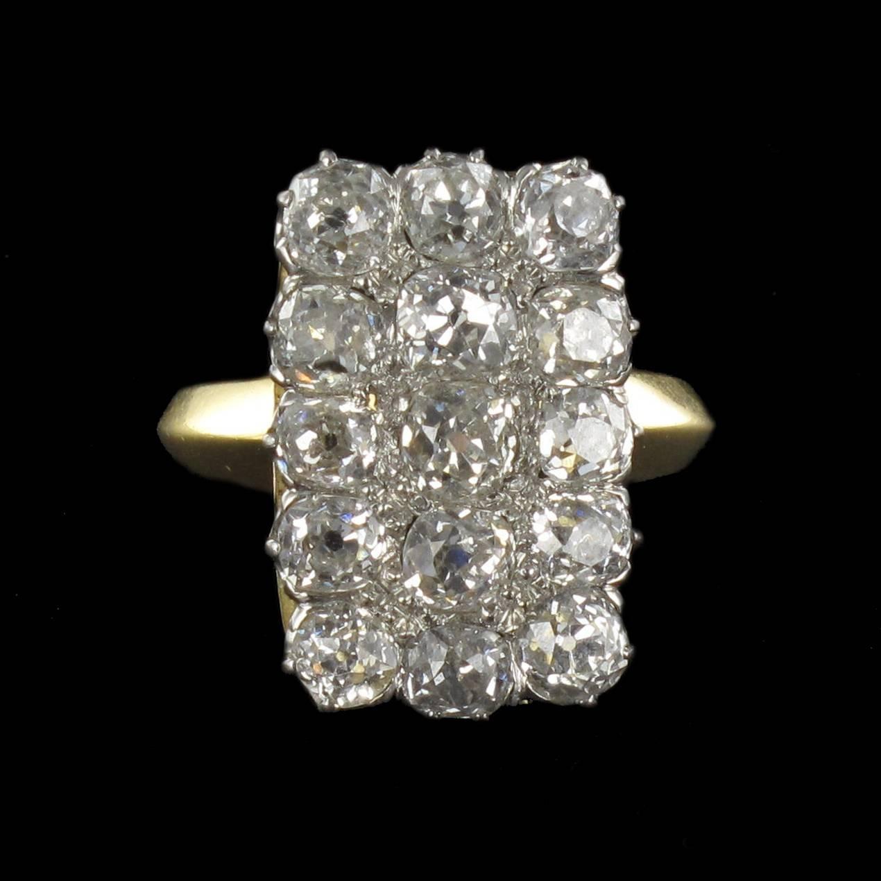 French Louis Philippe Antique Rectangular 5 Carat Diamond Ring  1